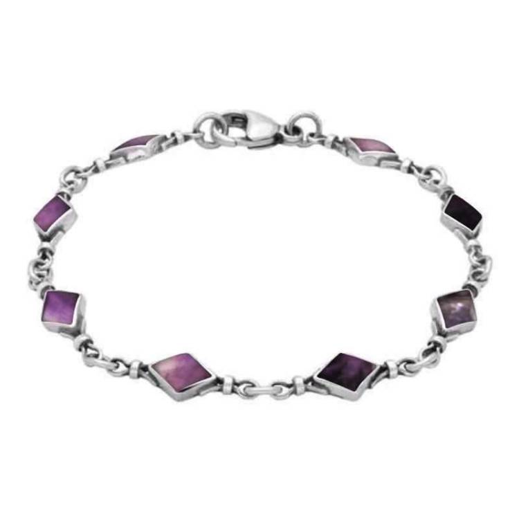 Sterling Silver Blue John Diamond Shaped Bracelet - Silver