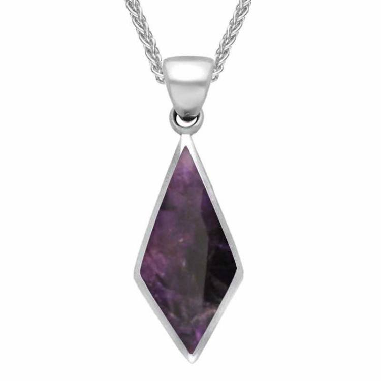 Sterling Silver Blue John Diamond Shaped Necklace - Silver