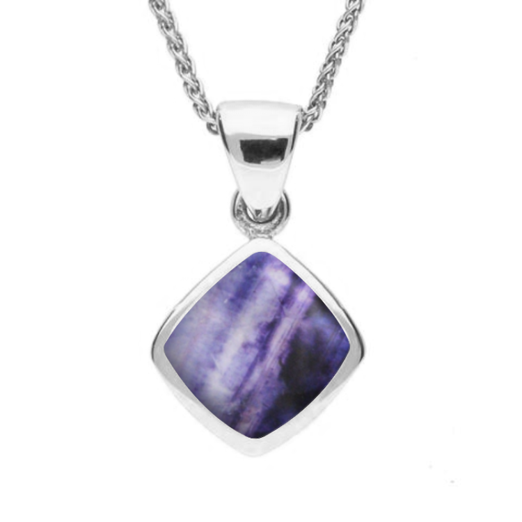Sterling Silver Blue John Dinky Cushion Necklace - Option1 Value Silver