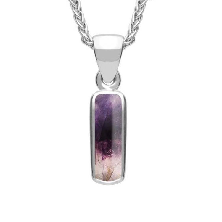 Sterling Silver Blue John Dinky Oblong Necklace - Silver