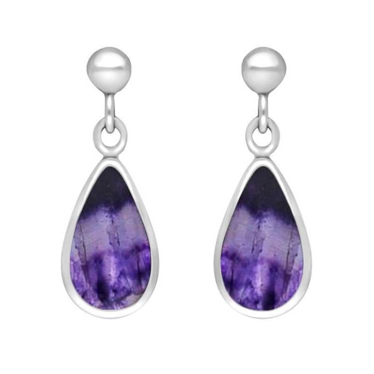 Sterling Silver Blue John Dinky Pear Drop Earrings - Option1 Value Silver