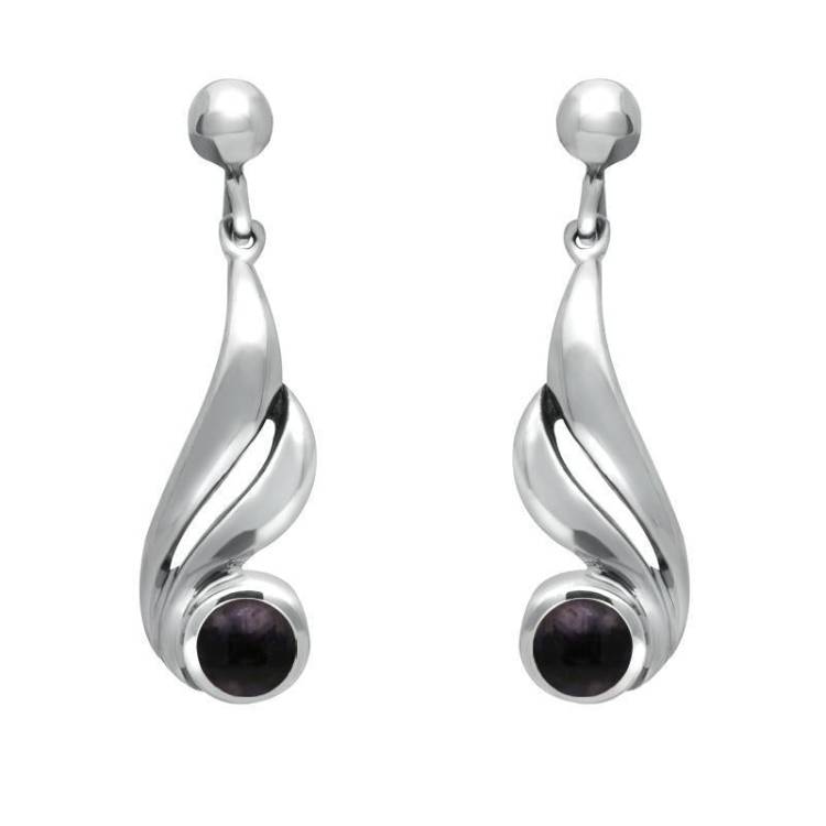 Sterling Silver Blue John Double Twist Drop Earrings - Silver