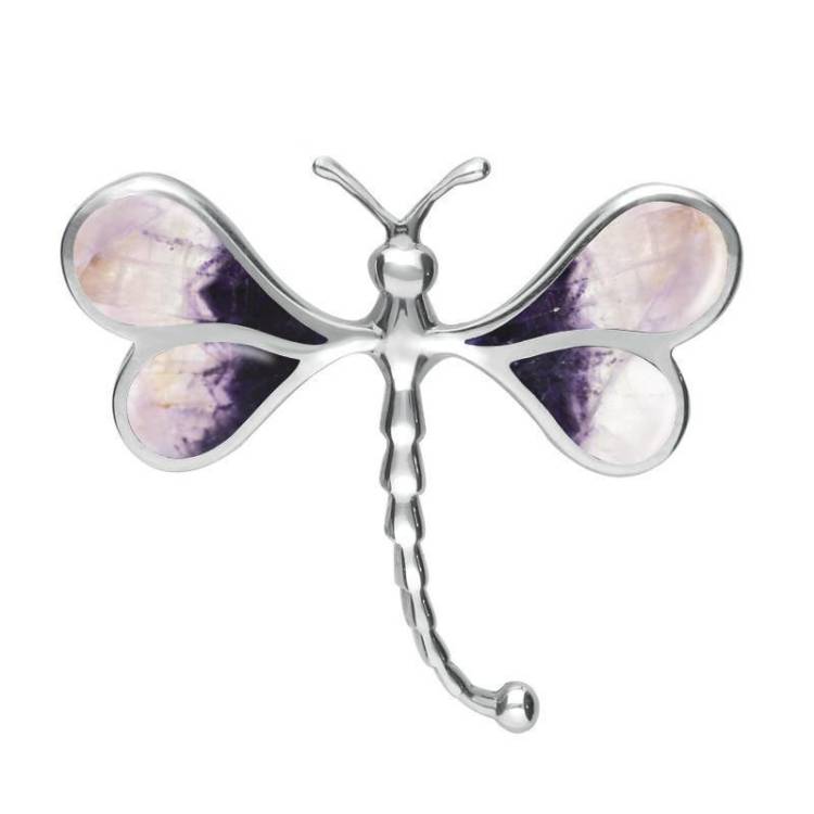 Sterling Silver Blue John Dragonfly Brooch - Option1 Value Silver