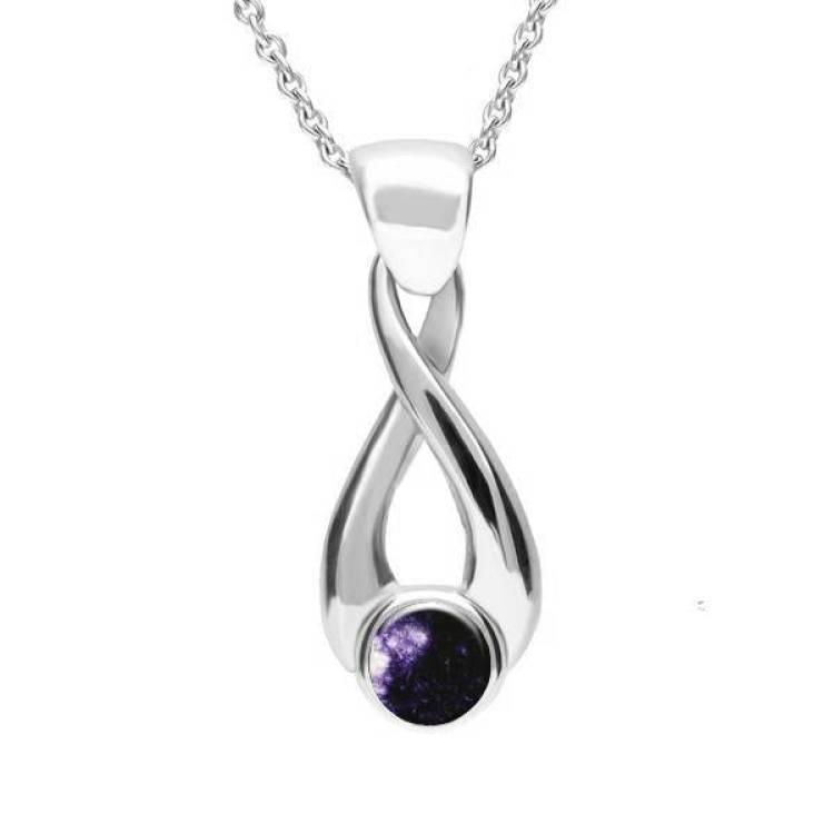 Sterling Silver Blue John Eternity Loop Necklace - Silver