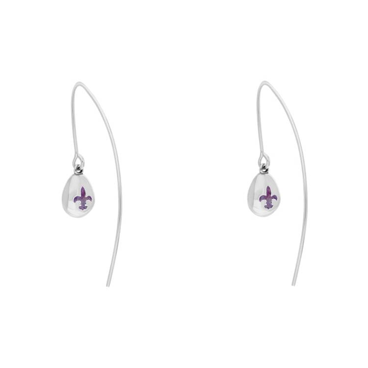 Sterling Silver Blue John Fleur De Lis Disc Drop Earrings - Silver