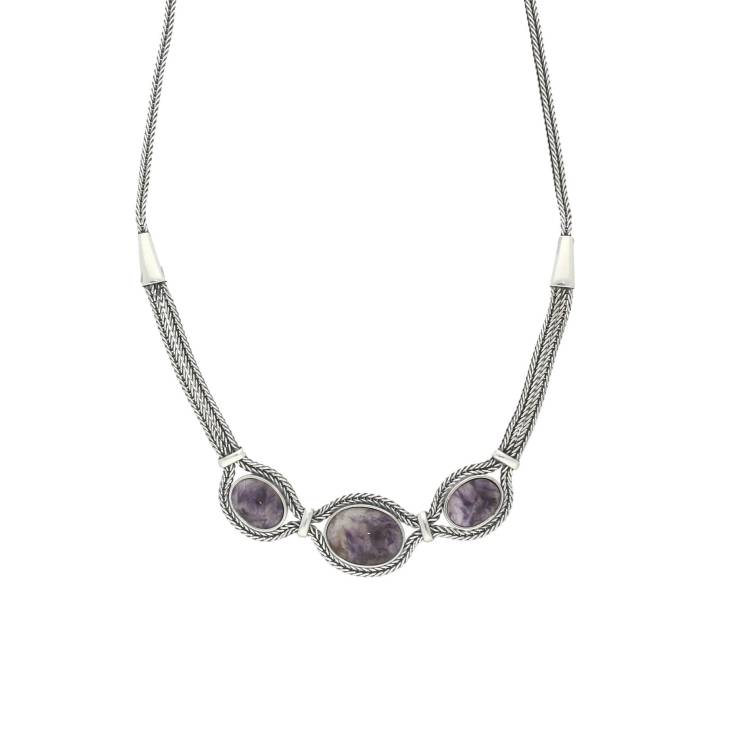 Sterling Silver Blue John Foxtail Oval Necklace - Option1 Value Silver