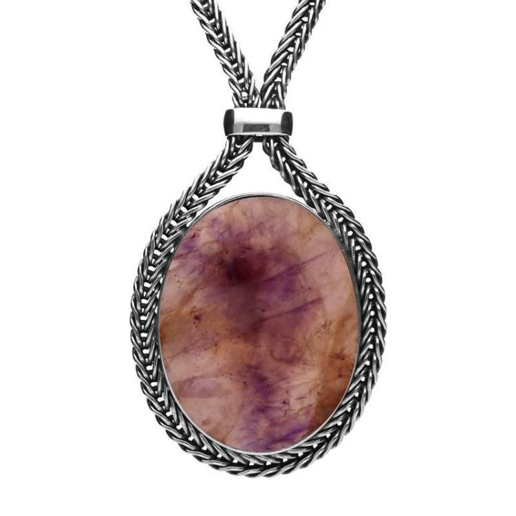 Sterling Silver Blue John Foxtail Small Oval Necklace - Option1 Value Silver
