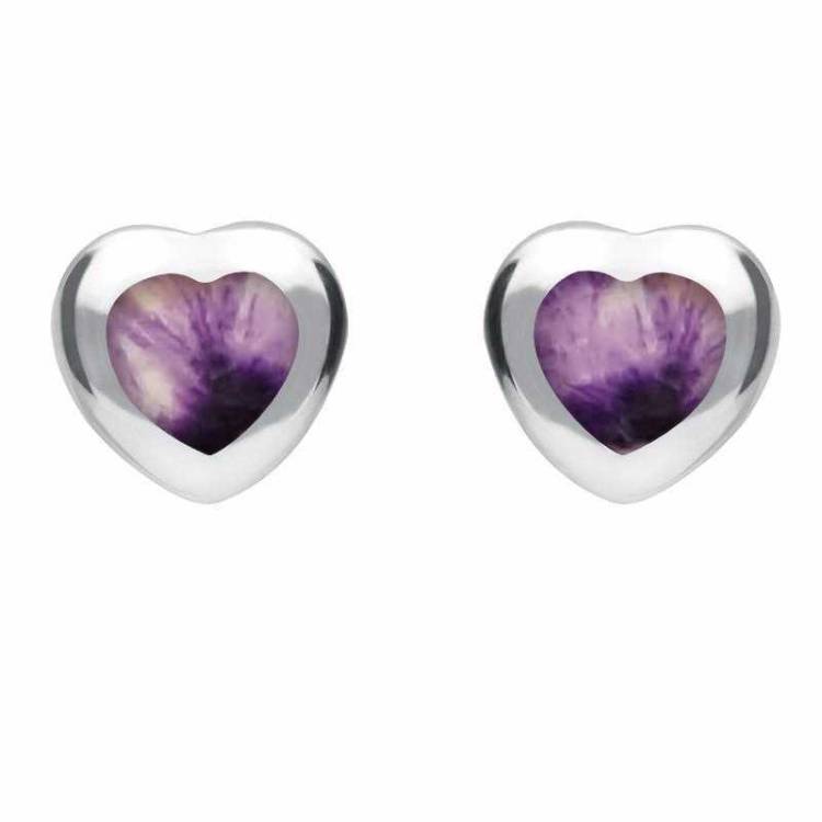 Sterling Silver Blue John Framed Heart Stud Earrings