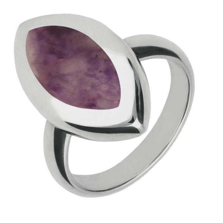 Sterling Silver Blue John Framed Marquise Ring - Option1 Value Silver