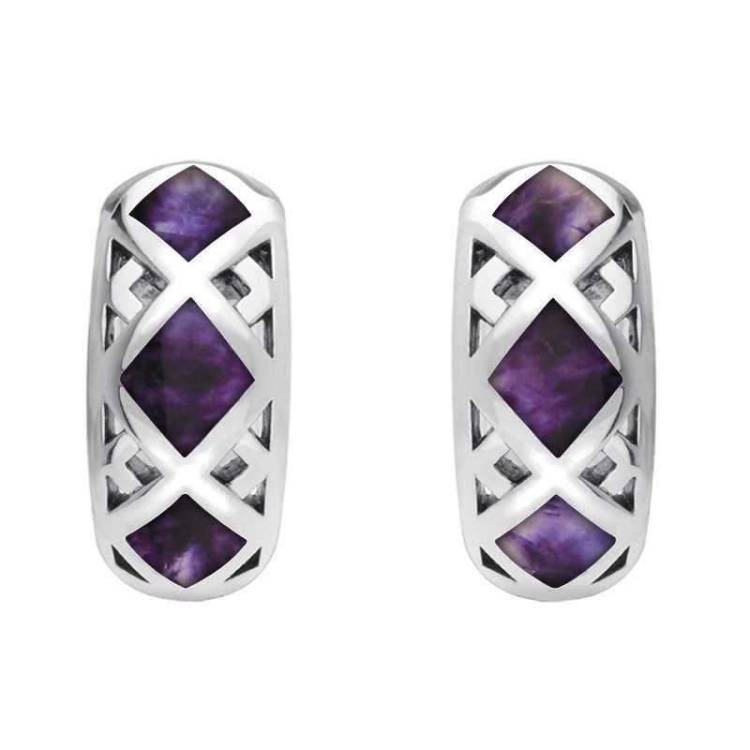 Sterling Silver Blue John Geometric Hoop Earrings - Option1 Value Silver