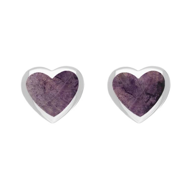 Sterling Silver Blue John Heart Stud Earrings - Option1 Value Silver