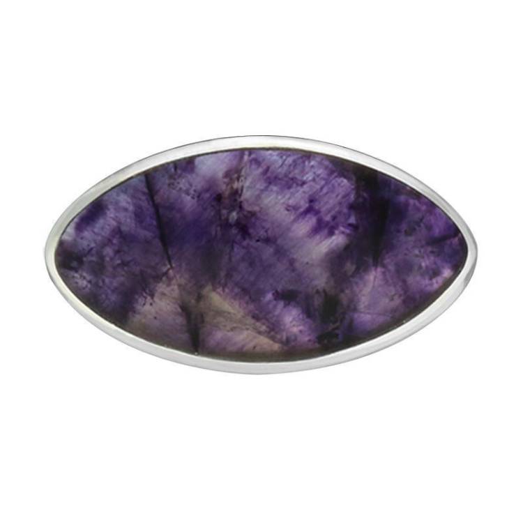 Sterling Silver Blue John Marquise Brooch - Option1 Value Silver