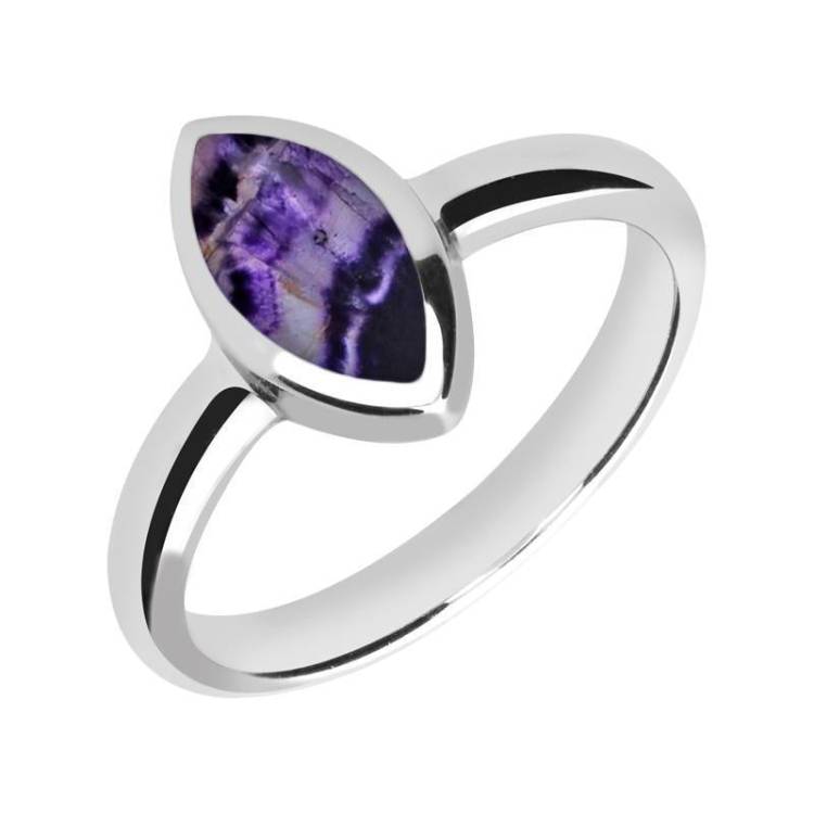 Sterling Silver Blue John Marquise Ring - Silver