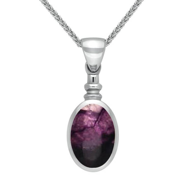 Sterling Silver Blue John Oval Bottle Top Necklace - Option1 Value Silver