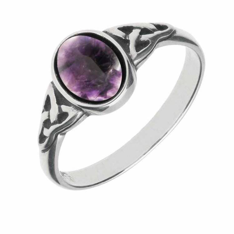 Sterling Silver Blue John Oval Celtic Shoulder Ring - Option1 Value Silver