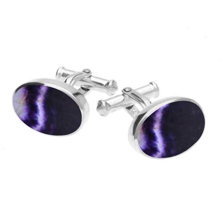 Sterling Silver Blue John Oval Cushion Cufflinks - Option1 Value