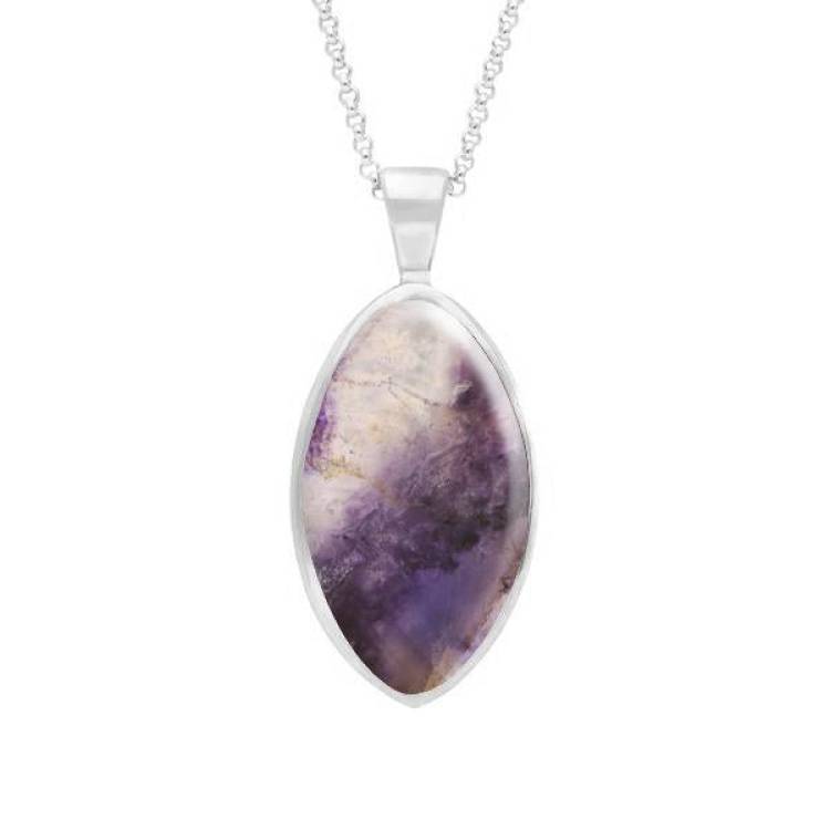 Sterling Silver Blue John Oval Necklace - Option1 Value Silver