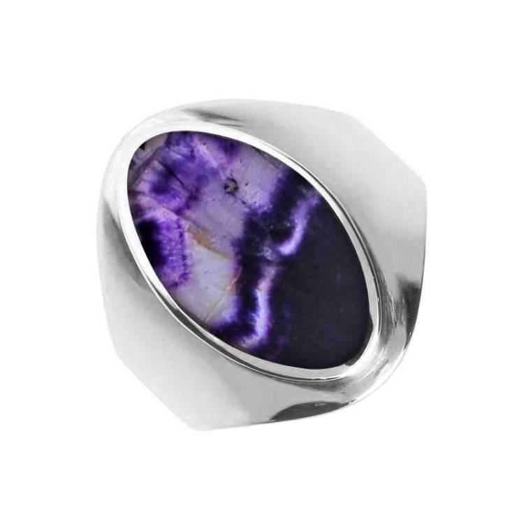 Sterling Silver Blue John Oval Ring - Option1 Value Silver