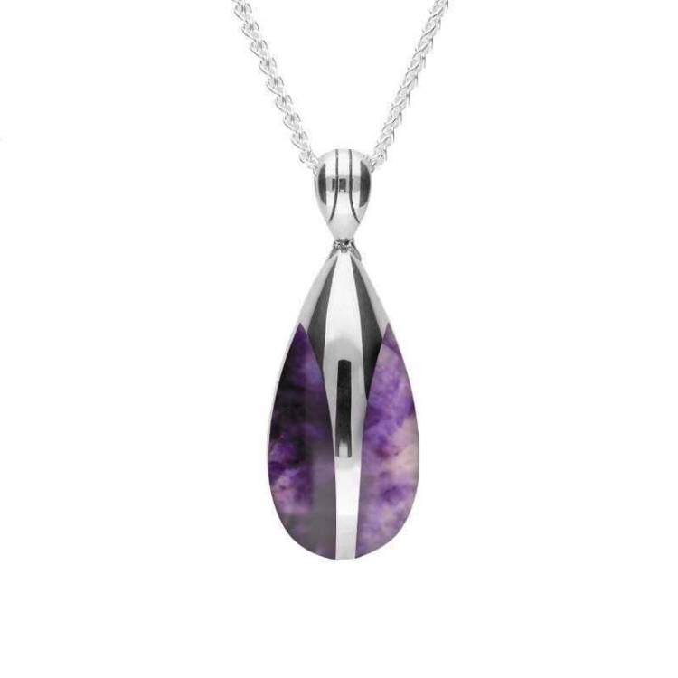 Sterling Silver Blue John Pear Drop Necklace - Option1 Value Silver