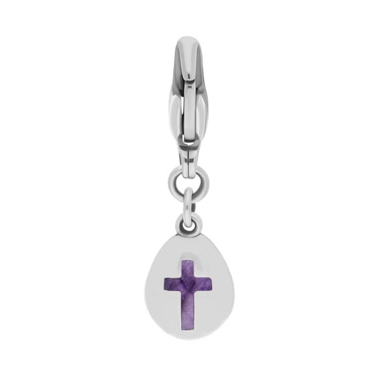 Sterling Silver Blue John Pear Shaped Cross Clip Charm - Option1 Value Silver