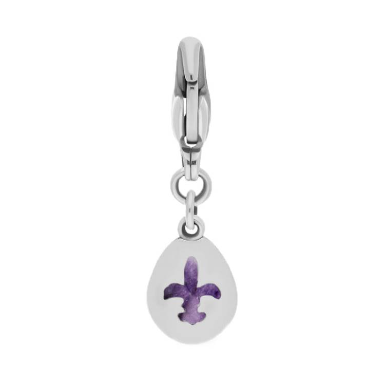 Sterling Silver Blue John Pear Shaped Fleur De Lis Clip Charm - Option1 Value Silver