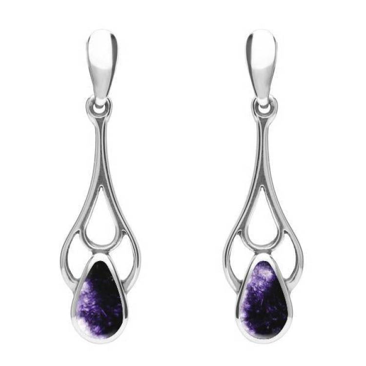 Sterling Silver Blue John Pear Spoon Earrings