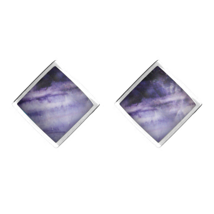 Sterling Silver Blue John Rhombus Earrings - Silver