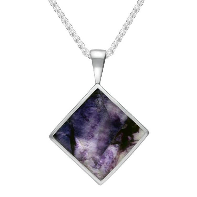 Sterling Silver Blue John Small Rhombus Necklace - Silver