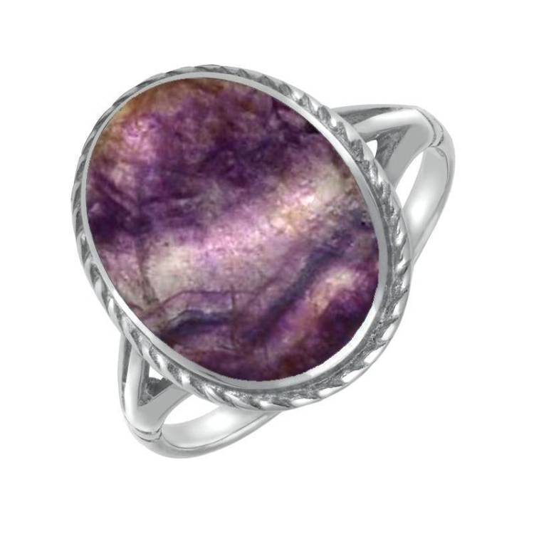 Sterling Silver Blue John Rope Edge Ring - Option1 Value Silver