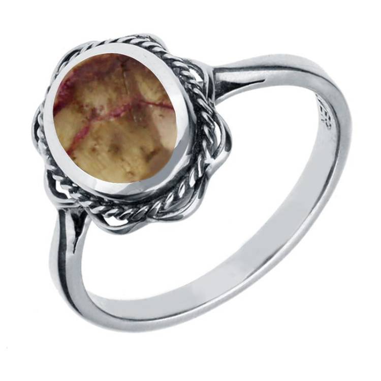 Sterling Silver Blue John Rope Frill Ring - Silver