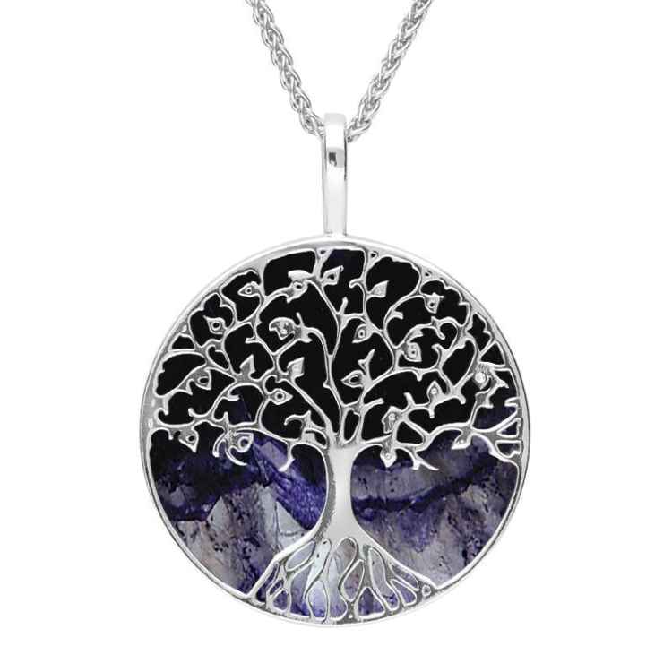 Sterling Silver Blue John Round Tree Of Life Necklace