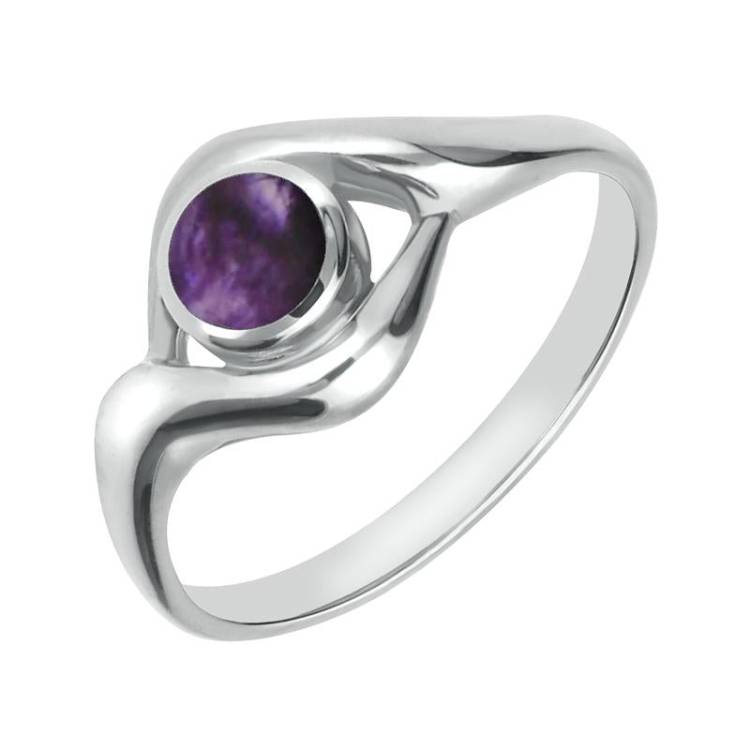 Sterling Silver Blue John Round Twist Ring - Silver
