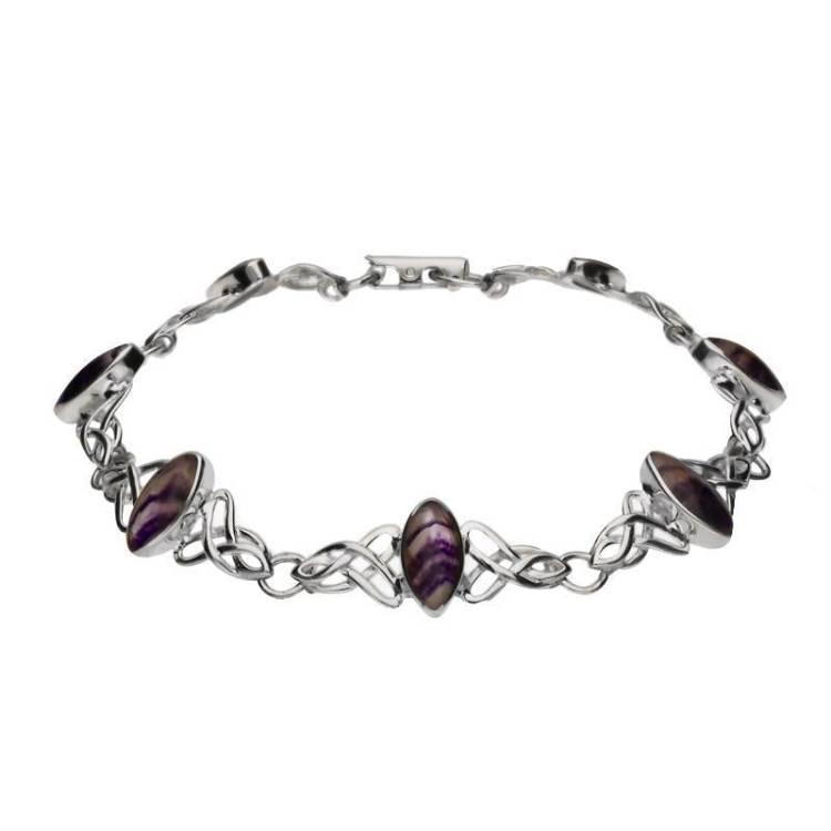 Sterling Silver Blue John Marquise Shaped Celtic Bracelet - Option1 Value Silver
