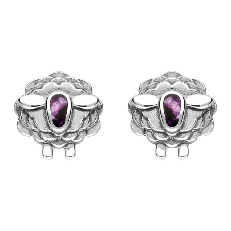 Sterling Silver Blue John Sheep Stud Earrings