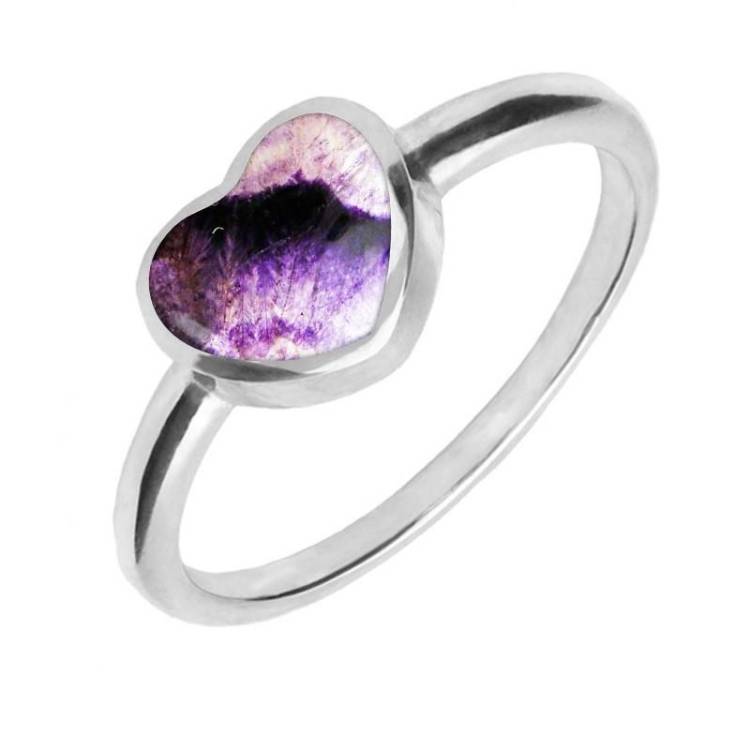 Sterling Silver Blue John Single Heart Ring - Option1 Value Silver