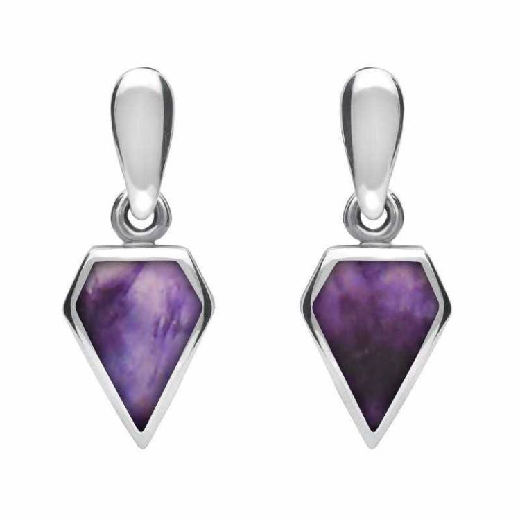 Sterling Silver Blue John Small Kite Drop Earrings - Silver