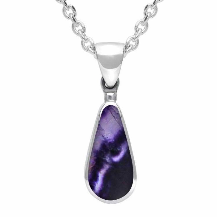 Sterling Silver Blue John Small Pear Necklace - Silver