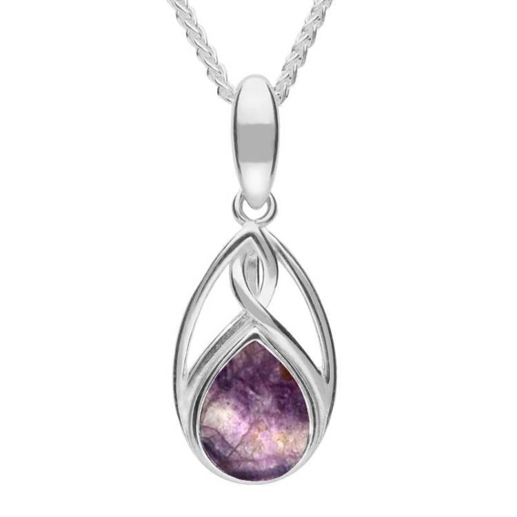 Sterling Silver Blue John Small Pear Twist Celtic Necklace - Option1 Value Silver