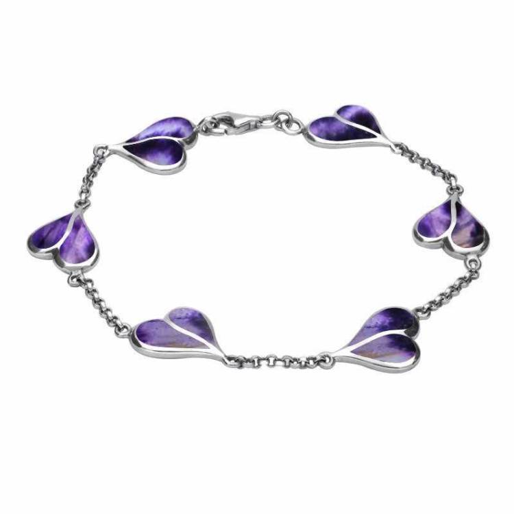 Sterling Silver Blue John Split Heart Bracelet - Option1 Value Silver