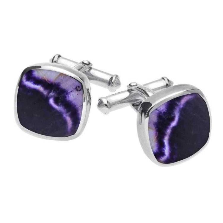 Sterling Silver Blue John Square Cushion Cufflinks - Option1 Value