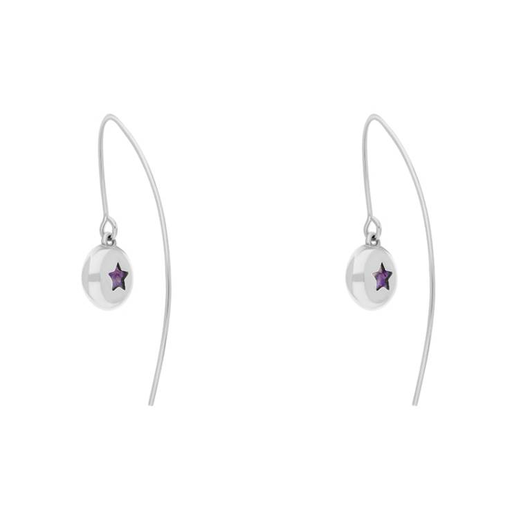 Sterling Silver Blue John Star Disc Drop Earrings - Silver
