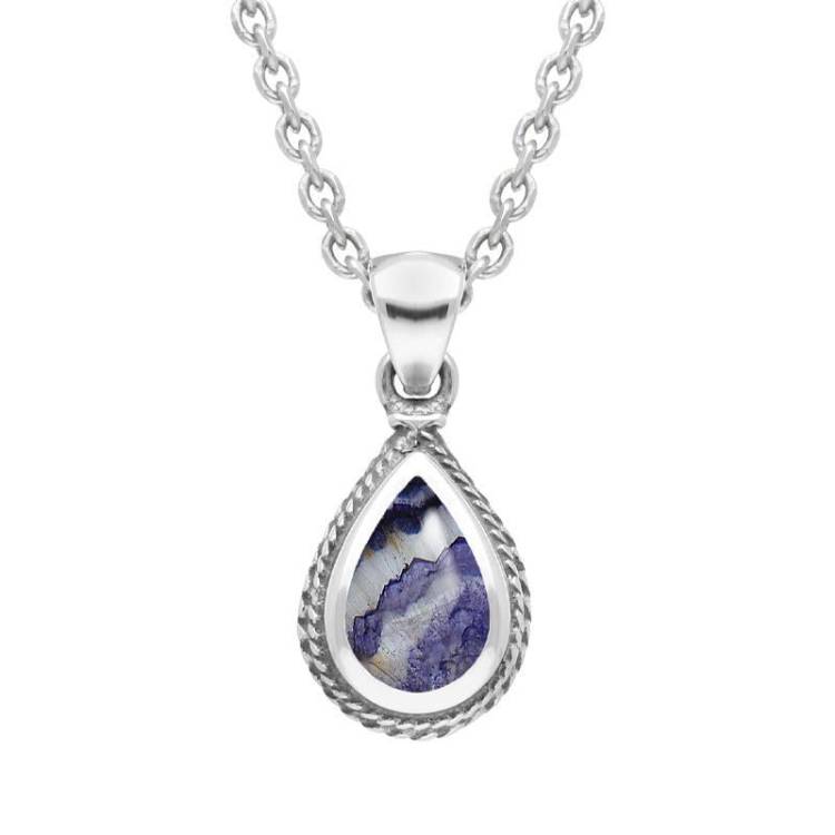 Sterling Silver Blue John Tear Drop Necklace - Silver