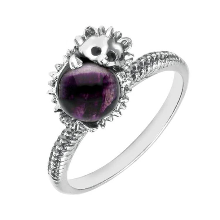 Sterling Silver Blue John Tiny Hedgehog Ring - Silver