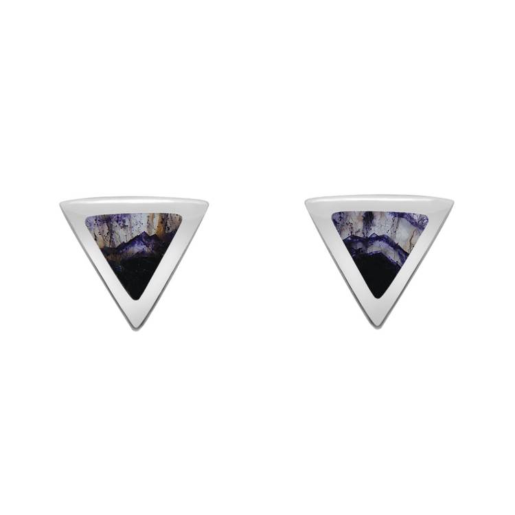 Sterling Silver Blue John Dinky Triangle Stud Earrings