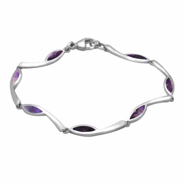 Sterling Silver Blue John Toscana Marquise Link Bracelet - Silver