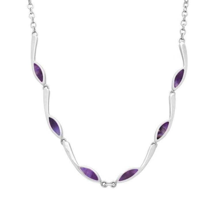 Sterling Silver Blue John Marquise Link Toscana Necklace - Silver