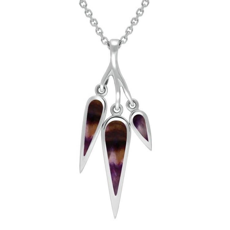 Sterling Silver Blue John Toscana Three Drop Graduated Necklace - Silver