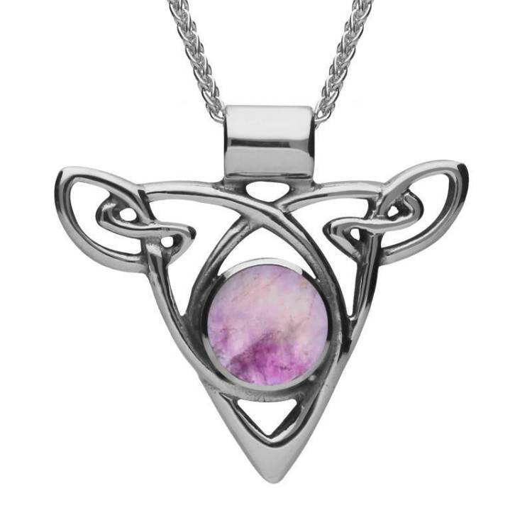 Sterling Silver Blue John Triangle Knot Celtic Necklace - Option1 Value Silver