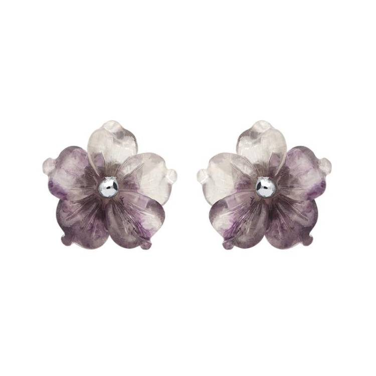 Sterling Silver Blue John Tuberose 12mm Carnation Stud Earrings - Option1 Value Silver