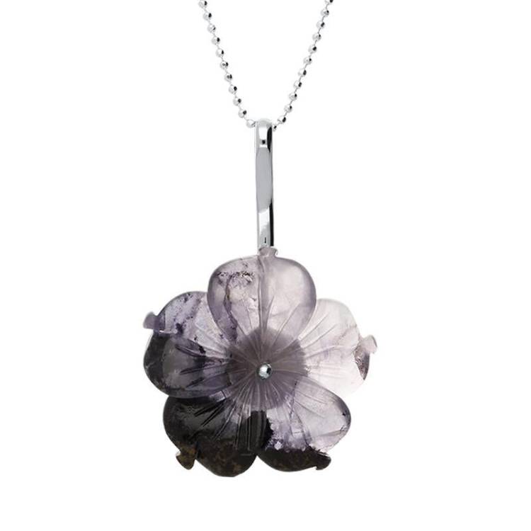Sterling Silver Blue John Tuberose 28mm Carnation Necklace